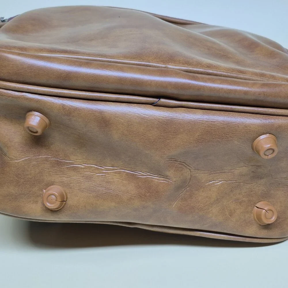 Airway Industries Brown Faux Leather Carry-On Luggage Vintage c.1960-70